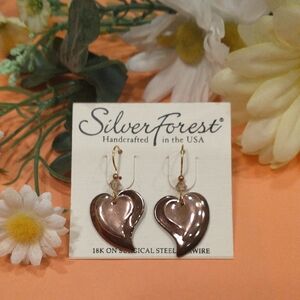 Silver Forest Layered Heart Earrings